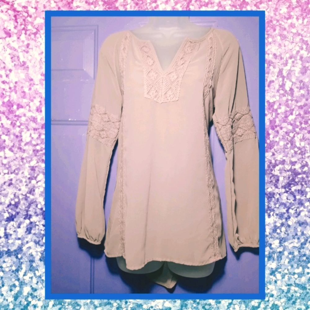 NWOT BKE Red Dusty Lilac Sheer Flowy Blouse-Sm